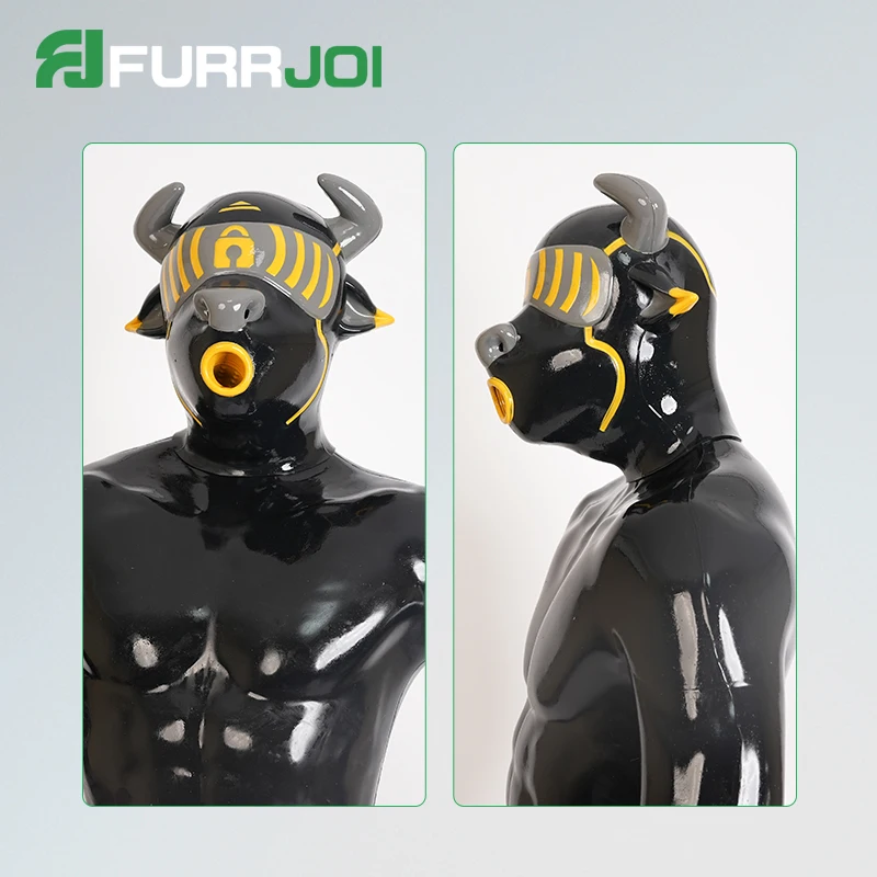 Furrjoi Silicone Cow Mask Furry Cosplay Costumes with Breathing Hole Color Custom Available Holloween Party Upgrade Latex Masken
