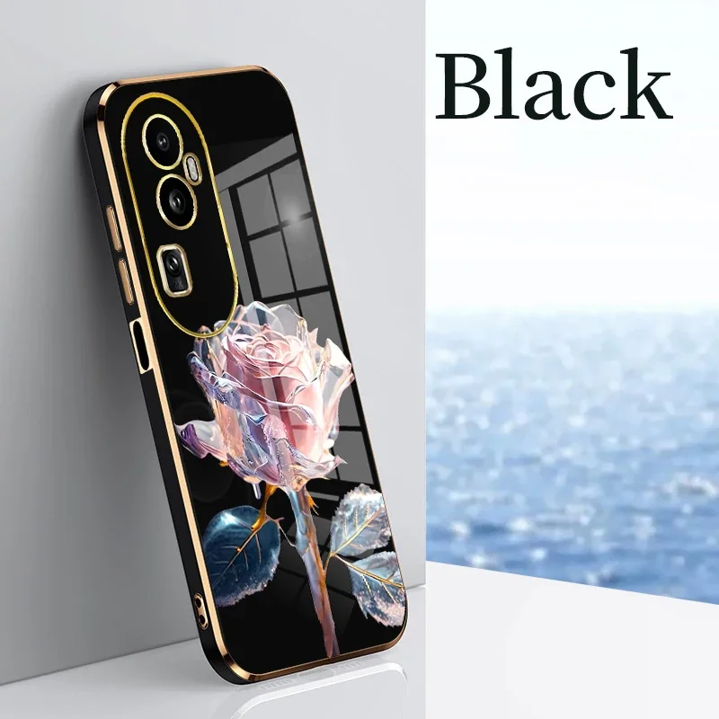 Frosted Fashions Rose Case for OPPO Reno11 Reno11F Reno11Pro Protective Case Reno10 Reno10Pro + Soft Case Anti-bump