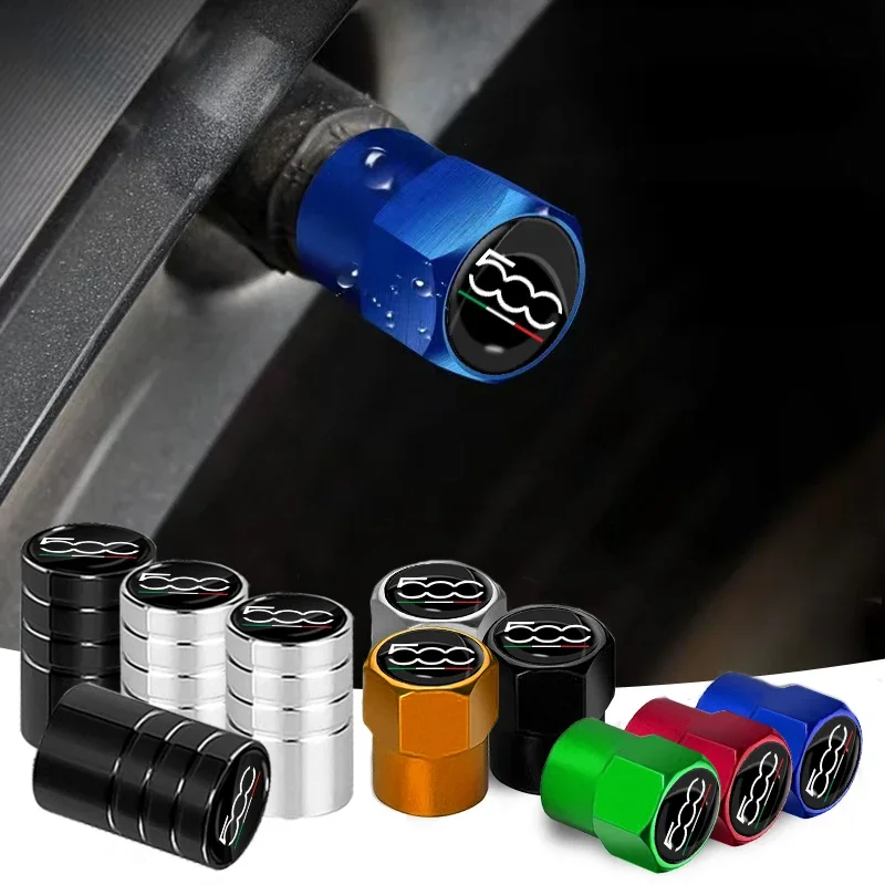 4Pcs/Set Car Wheel Tire Valve Caps Metal Stem Cover For FIAT 500 500C 2012 500X 500L Abarth 695 Auto Accessories