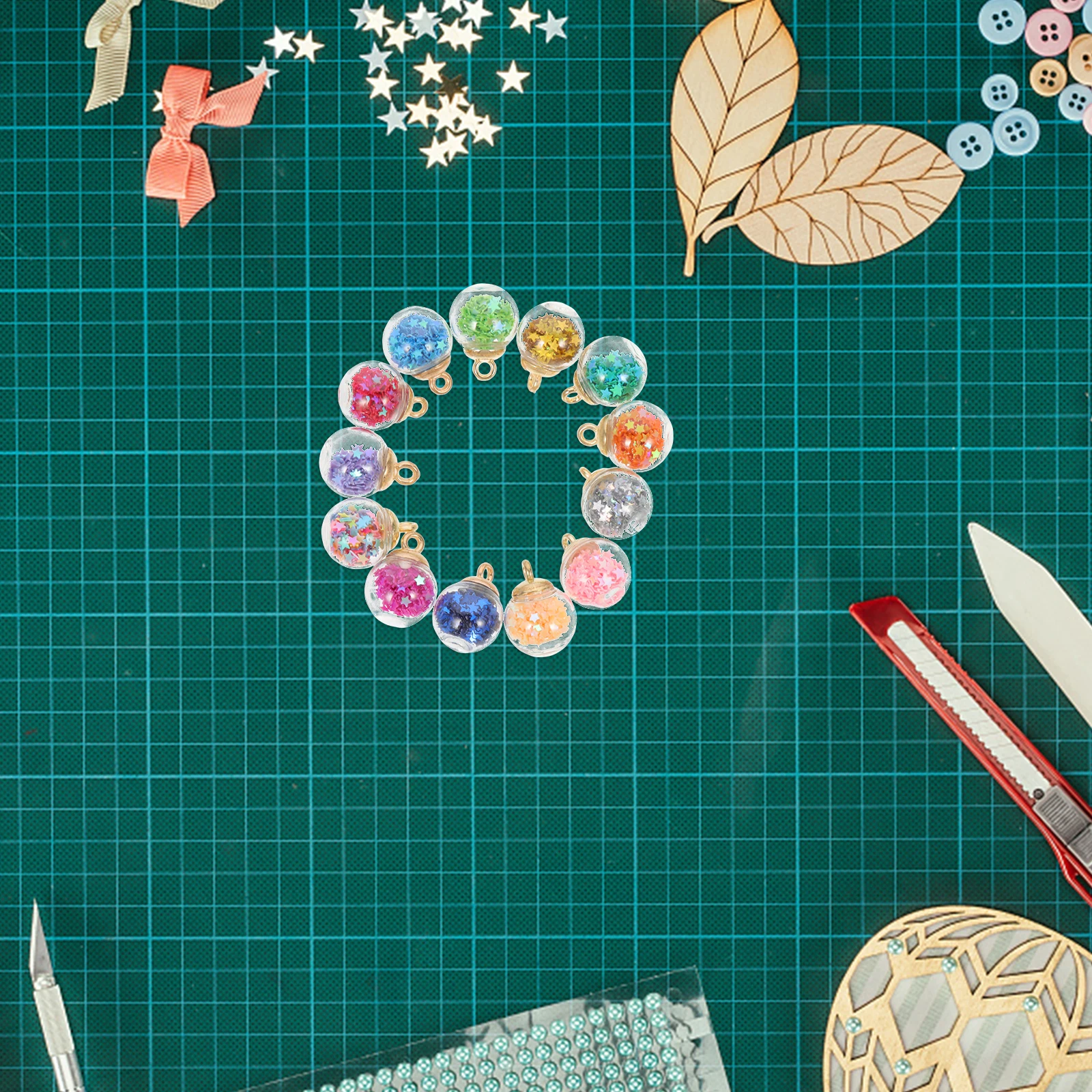 

60 шт., стеклянный шар, подвеска, звезда, блестки, разноцветные для DIY, ожерелье, браслет, серьги, изготовление ювелирных изделий, стеклянный шарм