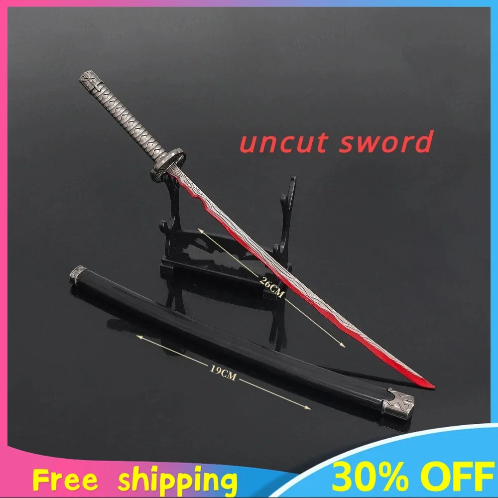 

26cm Ring Game Rivers of Blood Sword Weapon Alloy Metal Anime Game Peripherals Katana Samurai Fashionable Personality Gift Toys