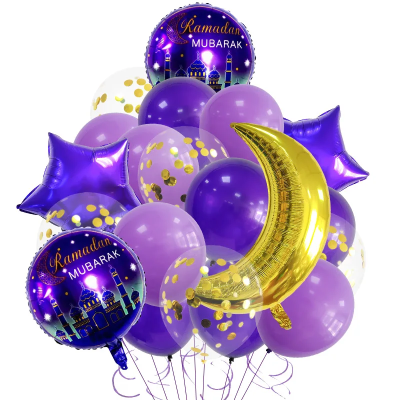 Nieuwe Eid Ballonnen Islamitische Ramadan Eid Mubarak Aluminium Film Ballon Set Combinatie