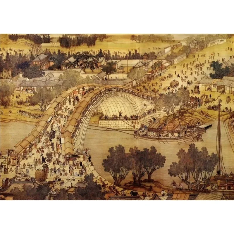 52x38cm Qingming escena junto al río 500 Uds rompecabezas curativo alta dificultad adulto descompresión chica rompecabezas juguete regalo de cumpleaños