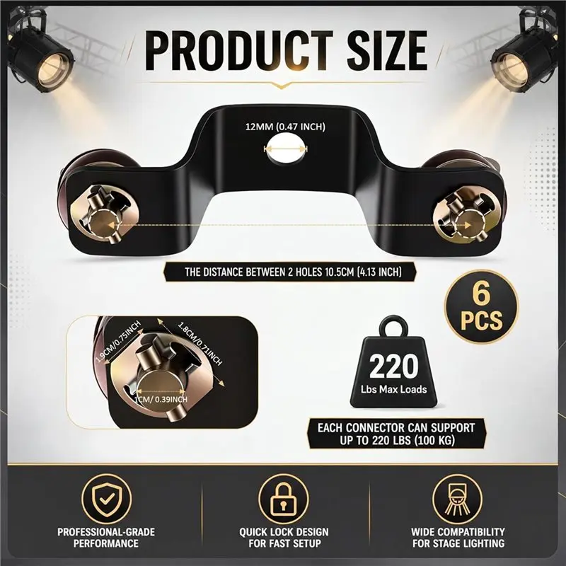 FAST-Fast Lock 6 Pack For DJ And Event Stage Light Truss Connectors For Moving Head Lights Setups