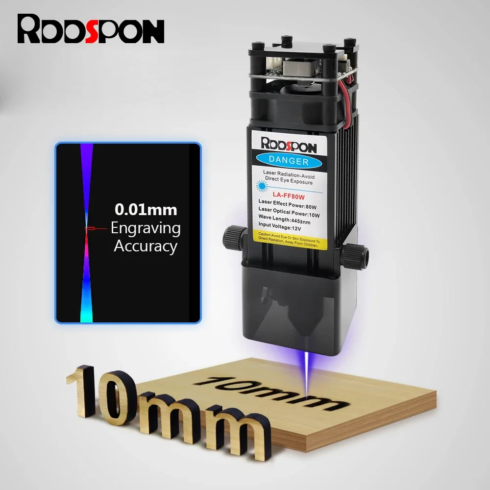 80W Laser Module with Air Assist 40W 450nm TTL Laser Head for Home DIY CNC Laser Engraving Cutting Machines Wooden Working Tools