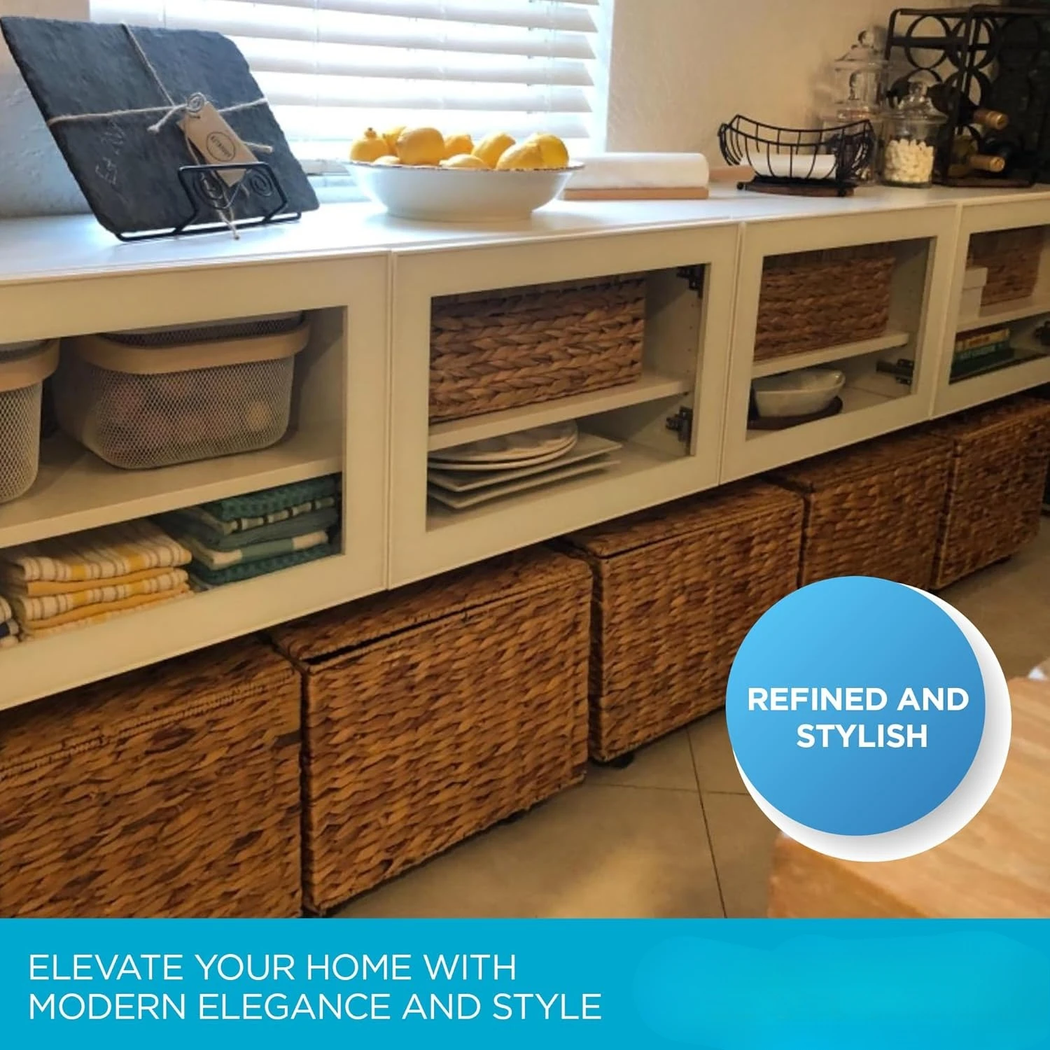 Seagrass Rolling File Cabinet - Office Storage - Home Decor - Storage - Natural