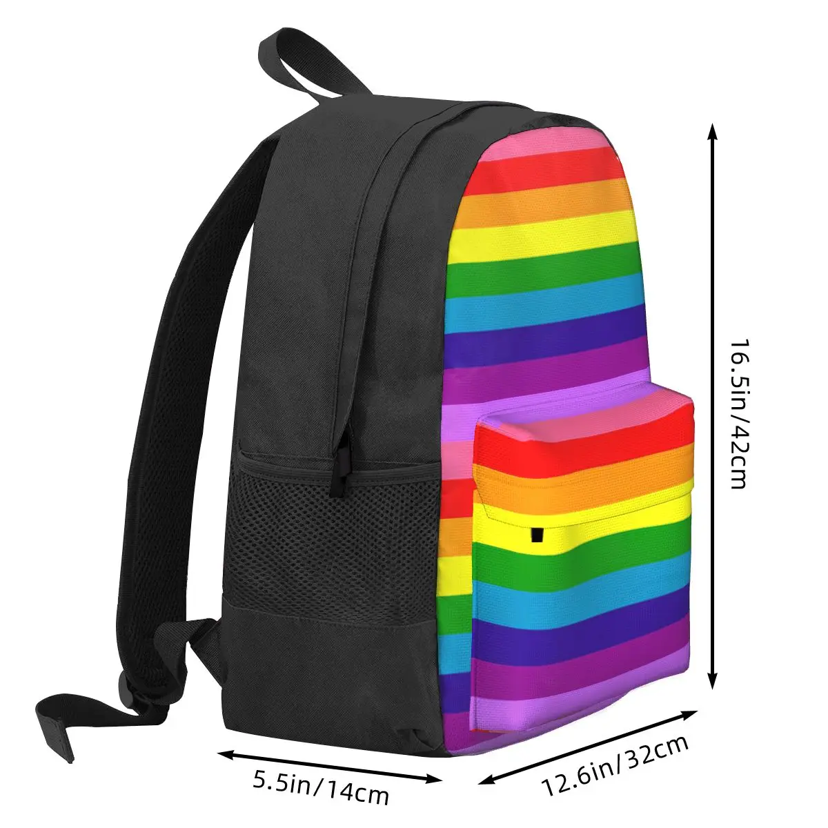 Rainbow Women Backpack Student School Bag Vertical Lines Pattern Computer Rucksack Kids Large Capacity Polyester Shoulder Bag