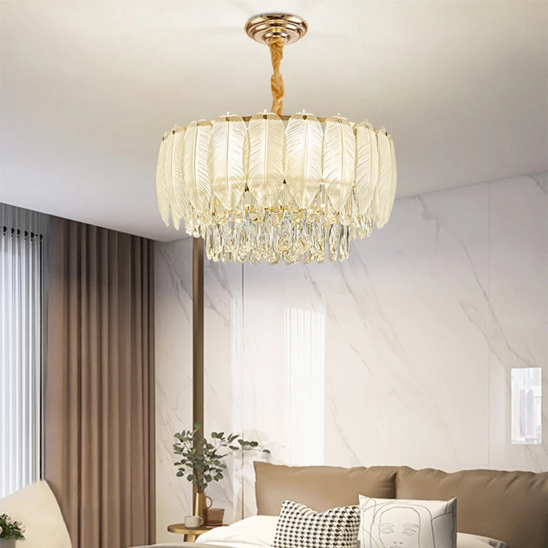 Nordic Luxury LED Pendant Light Postmodern Creative Feather Glass E14 Bulb Living Room Bedroom Chandeliers Art Restaurant Lamp