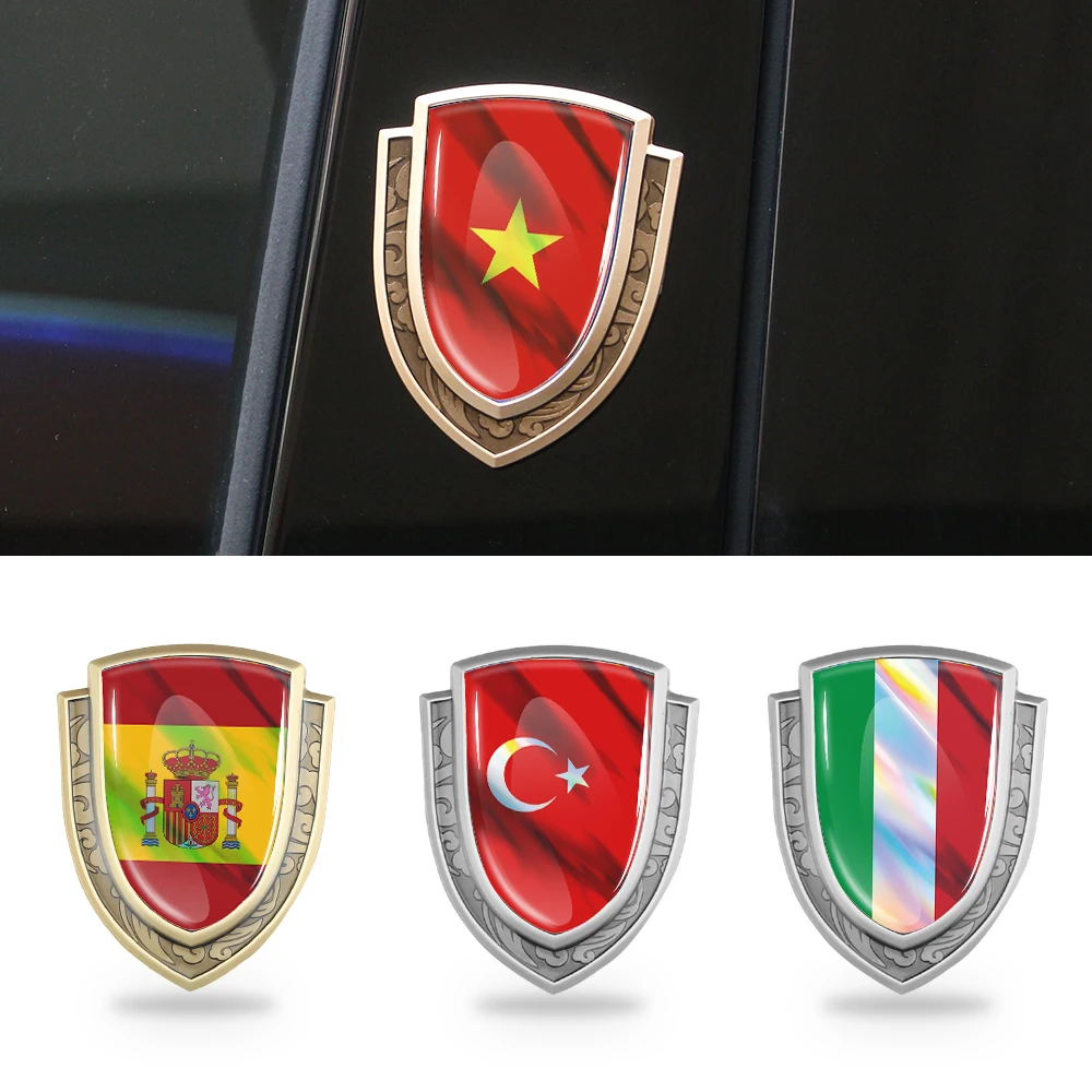 

3D Metal Car Oil tank Motorcycle decorative Sticker For Vietnam, Spain, Italy, Turkey Flag Emblem Customized LOGO Decal stickers