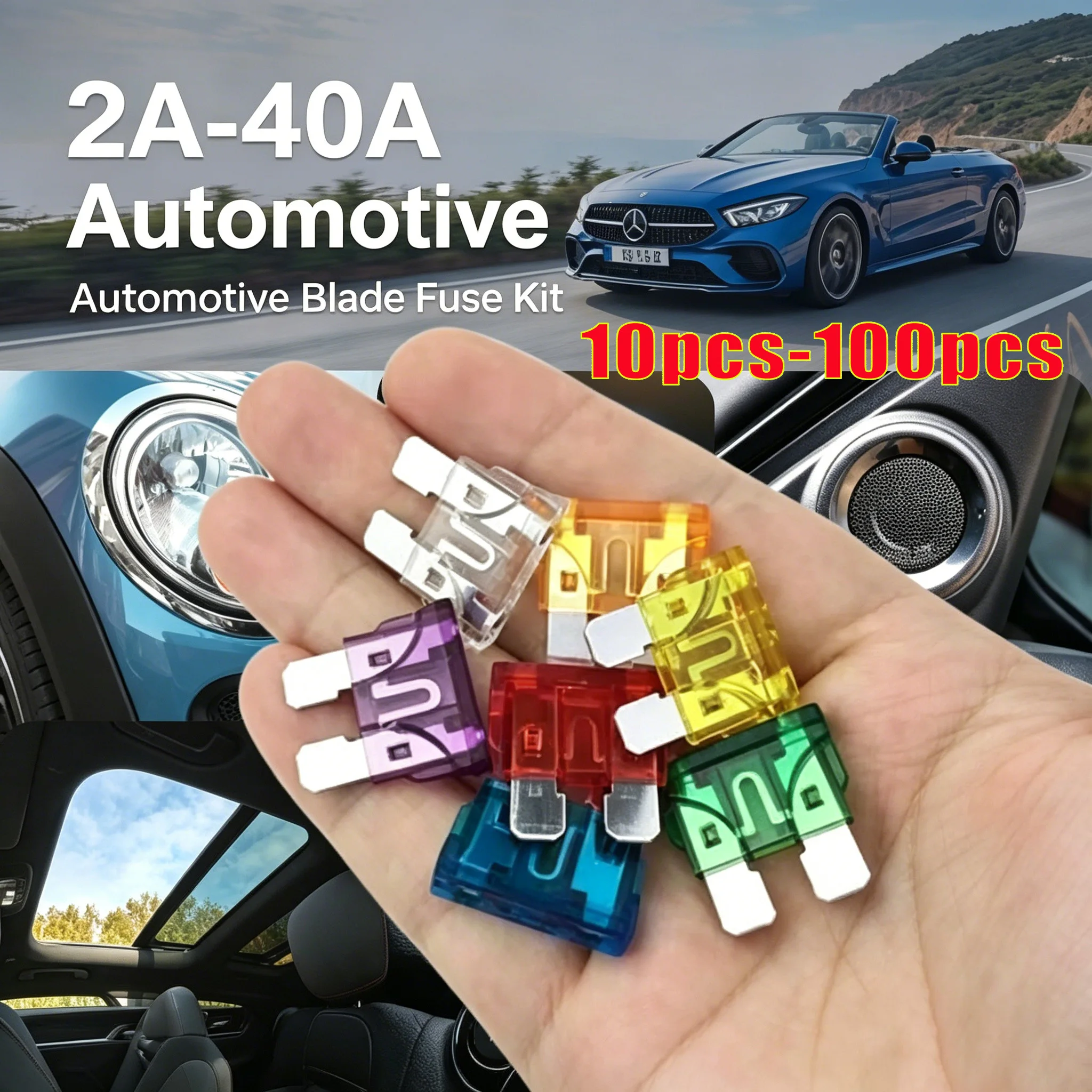 10-100pcs Medium Standard Blade Fuse Kit 2A-40A ATO/ATC for Car Truck SUV RV Boat Motorcycle