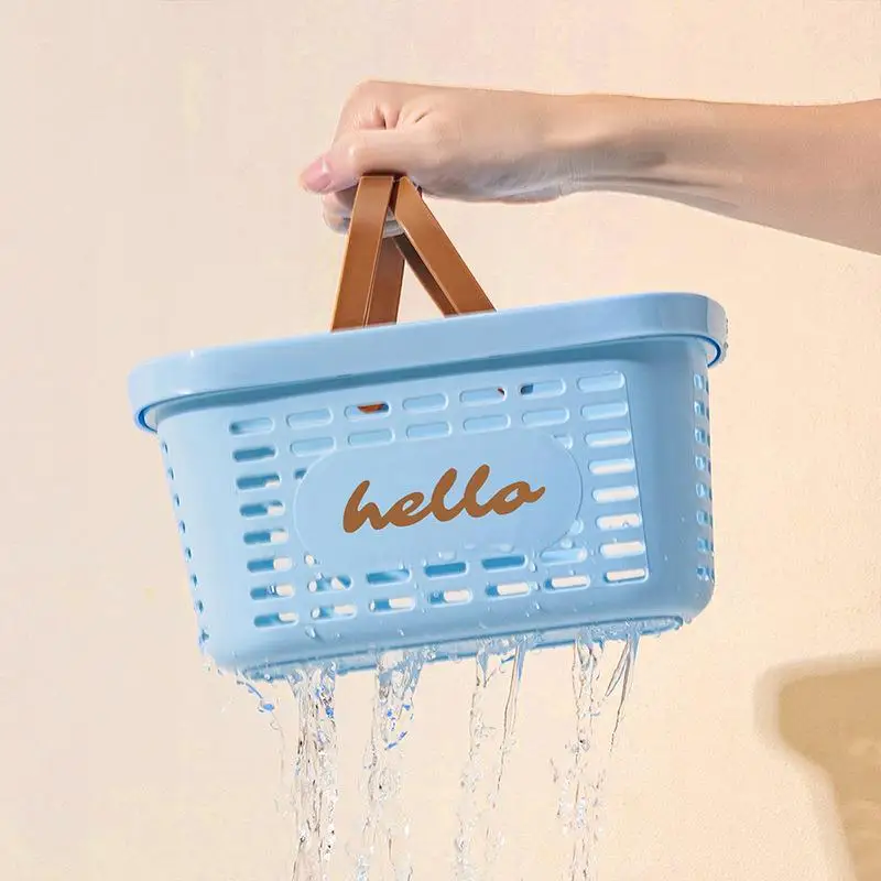 Thickened Plastic Handheld Shopping Basket Rectangular Storage Basket Large Size Vegetable Buying Basket Picnic Basket