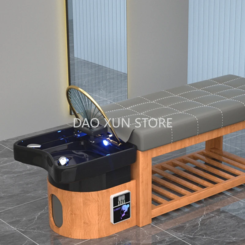 Fumigation Hair Washing Bed Wooden Japanese Head Spa Shower Chair Water Circulation Cama De Champu Salon Furniture MQ50SC