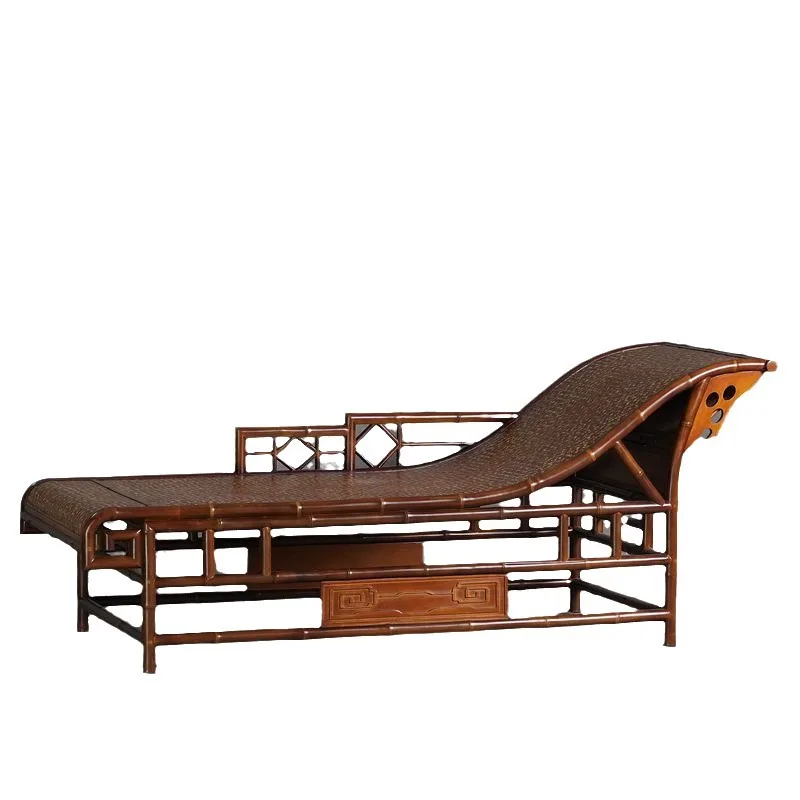 Chinese bamboo concubine bed bamboo carved antique beauty couch single arhat bed small apartment living room sofa reclining