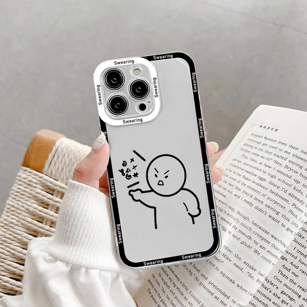 Funny Matchstick Men Clear Couple Phone Case For IPhone 15 14 13 12 11 Pro XS Max Mini XR X 7 8Plus SE2 Thin Paired Cover Fundas