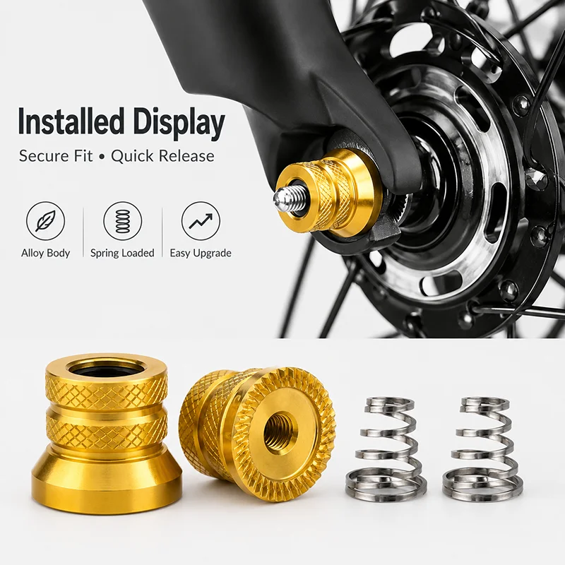M5 Bicycle Hub Quick Release Skewer Adjustment Nut with Conical Spring Aluminum Alloy MTB Road Bike Axle Locking Cap