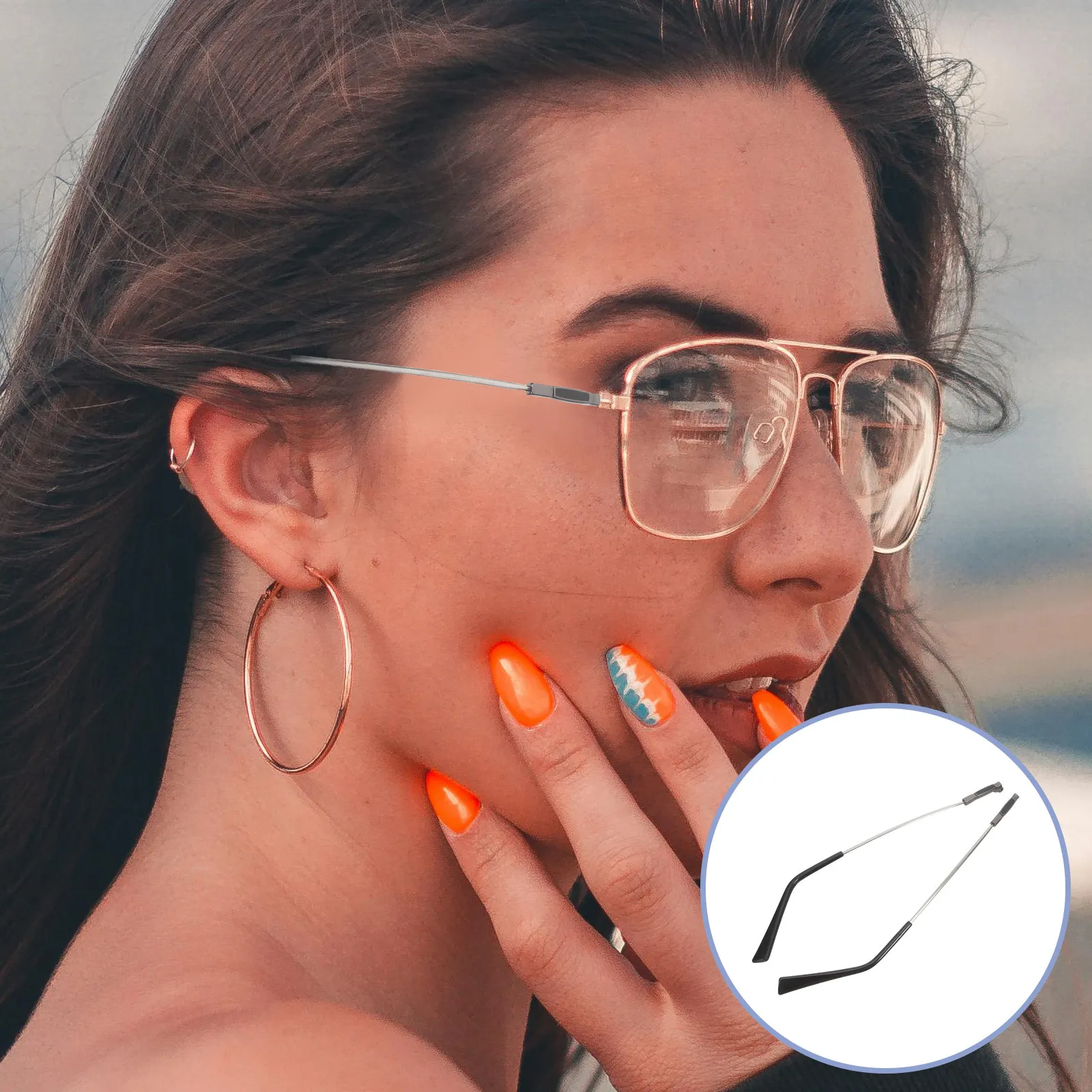 

1Pair Universal Metal Eyeglass Temple Replacement for Glasses Sunglasses Anti Slip Ergonomic Comfort Fit Electroplated Finish
