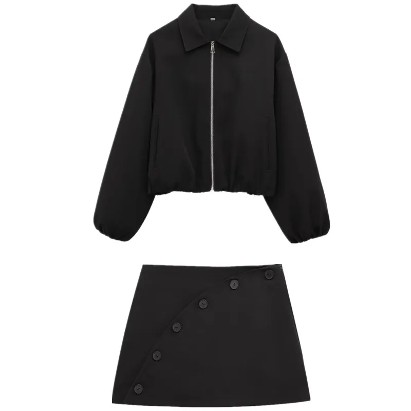 Printemps 2025 femmes Faion ort Jaet manteau col montant volants ourlet nouveauté Ele Sli vêtements de travail décontractés