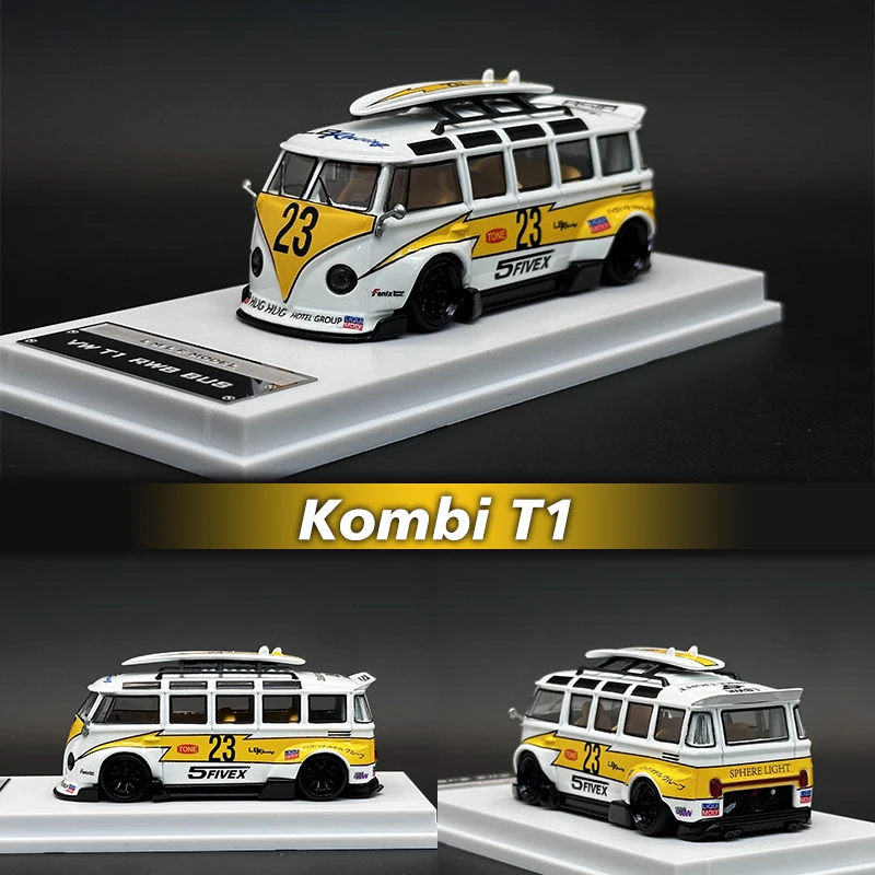 LMLF In Stock 1:64 Kombi T1 Yellow Flash 23# Diecast Diorama Car Model Collection Miniature Toys