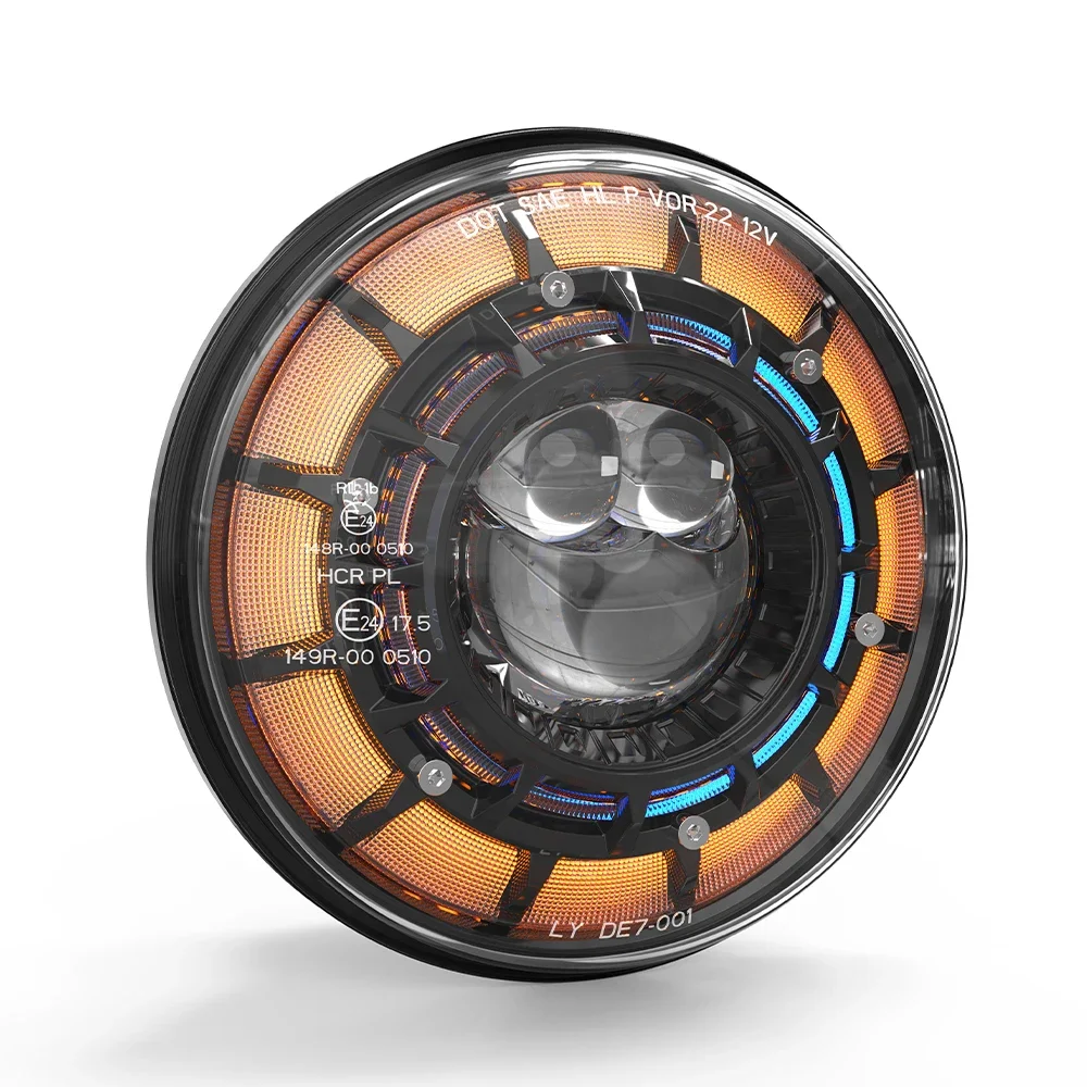 Starry Design 7 Inch LED Headlights Round Halo Angel Eyes DRL Amber Turn Signal Lights Sealed Beam for Wrangler JK TJ LJ CJ