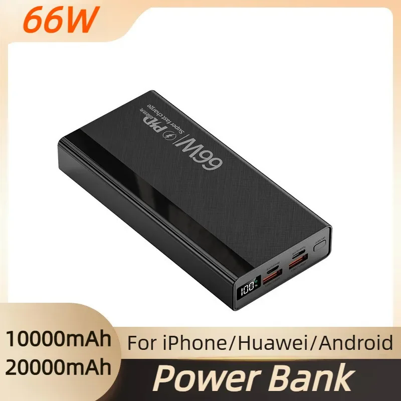

66W Super Fast Charging PD20W Power Bank 20000mAh Ultra Thin Portable External Battery Charger for Iphone Huawei Android