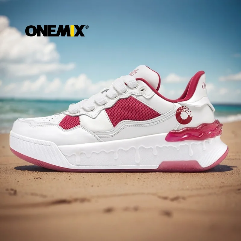 ONEMIX Unisex Casual Sports Skate Shoes, Women's Thick Bottom Elevator Sneakers, Soft Shock-Absorbing Anti-Slip23813