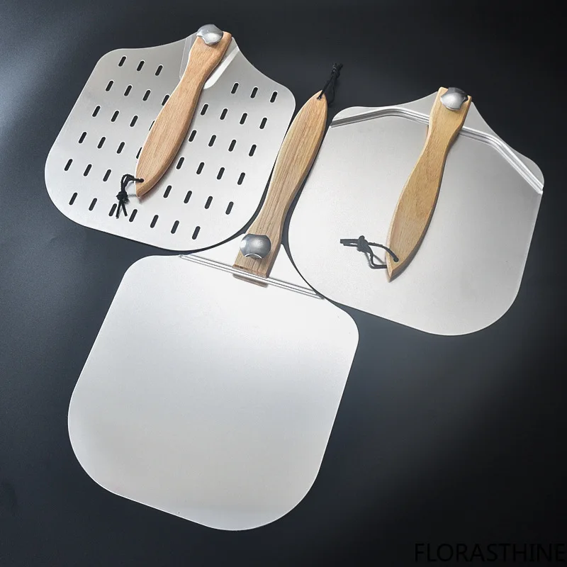 Aluminum Pizza Spatula: Flipable Baking Tool, Detachable Pizza Hollow Spatula, Aluminum with Wooden Handle, Large Transfer Sp