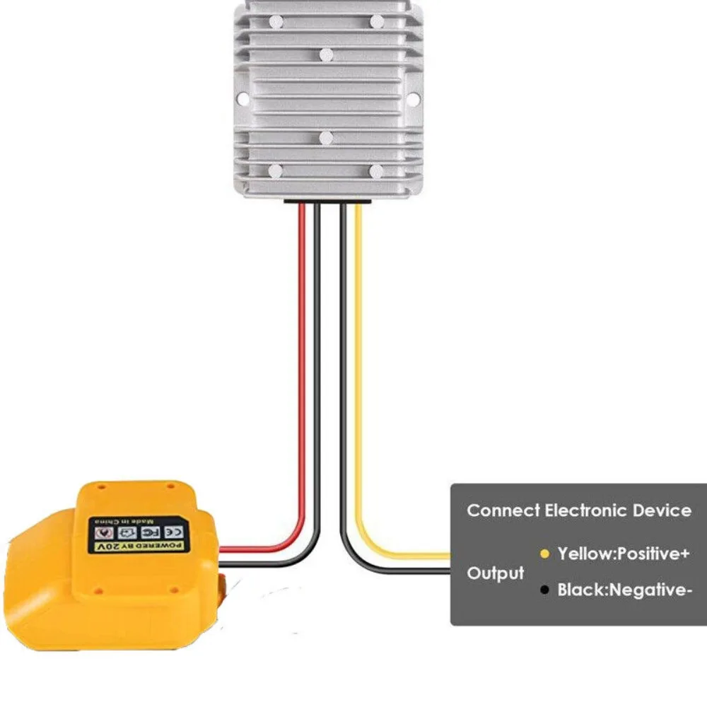 10A 120W DC 20V to DC 12V Step Down Converter Aadpter for Dewalt 20V Li-ion Battery Power Wheel Voltage Regulator Buck Boost
