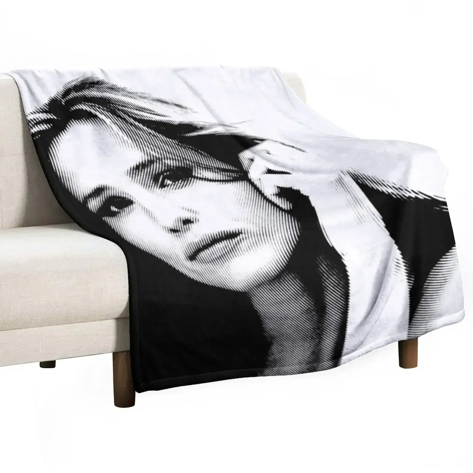 

Jennifer Garner Black & White Portrait (Linocut) Throw Blanket Soft Beds For Sofa Thin Comforter Blankets