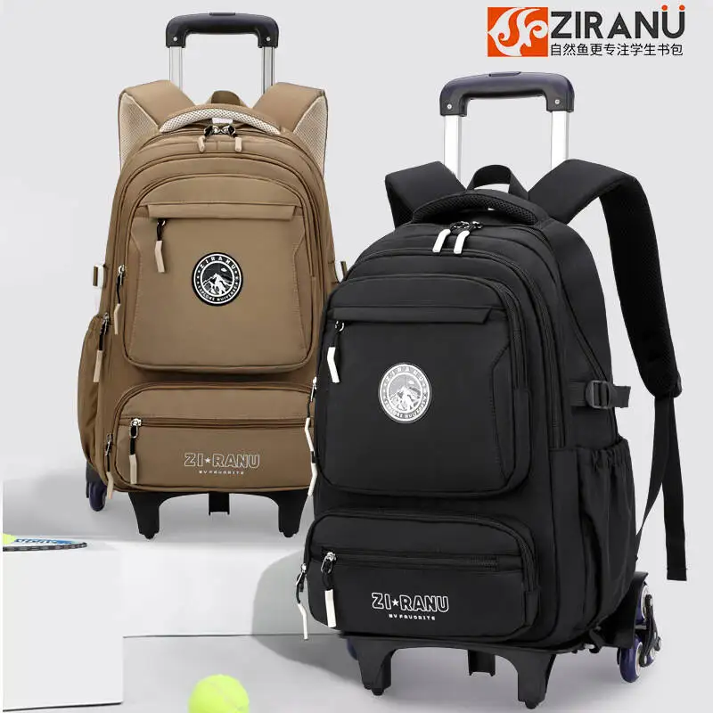 Simple Men Backpack Trolley School Bags For Teenagers Boys Rolling Students Schoolbag With Wheels Travel Business Backpacks