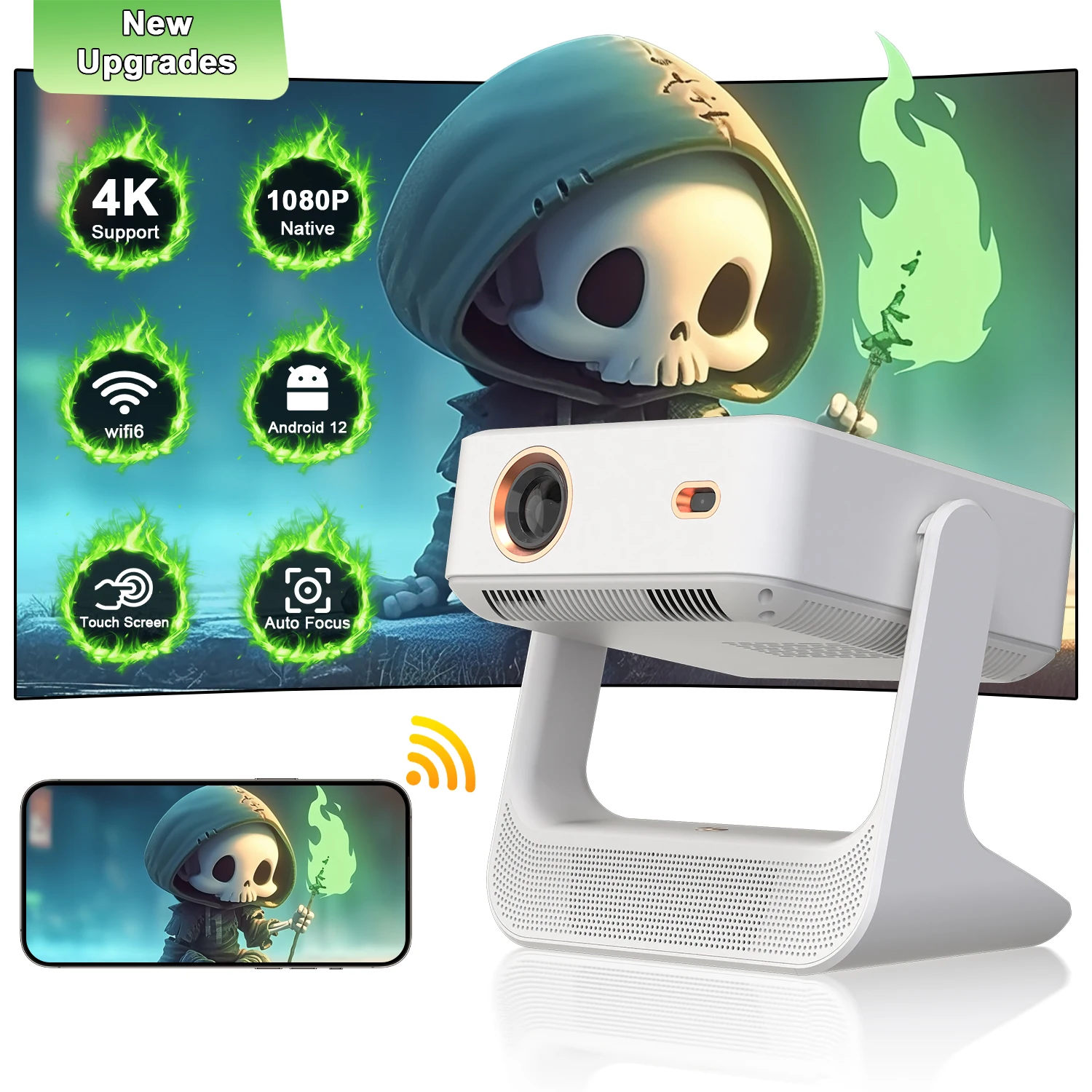 Проектор Velec Android 13 natif 1080P 650ANSIWifi6 BT5.2 Сертификация Netflix проектор удлинитель Портативный 4K