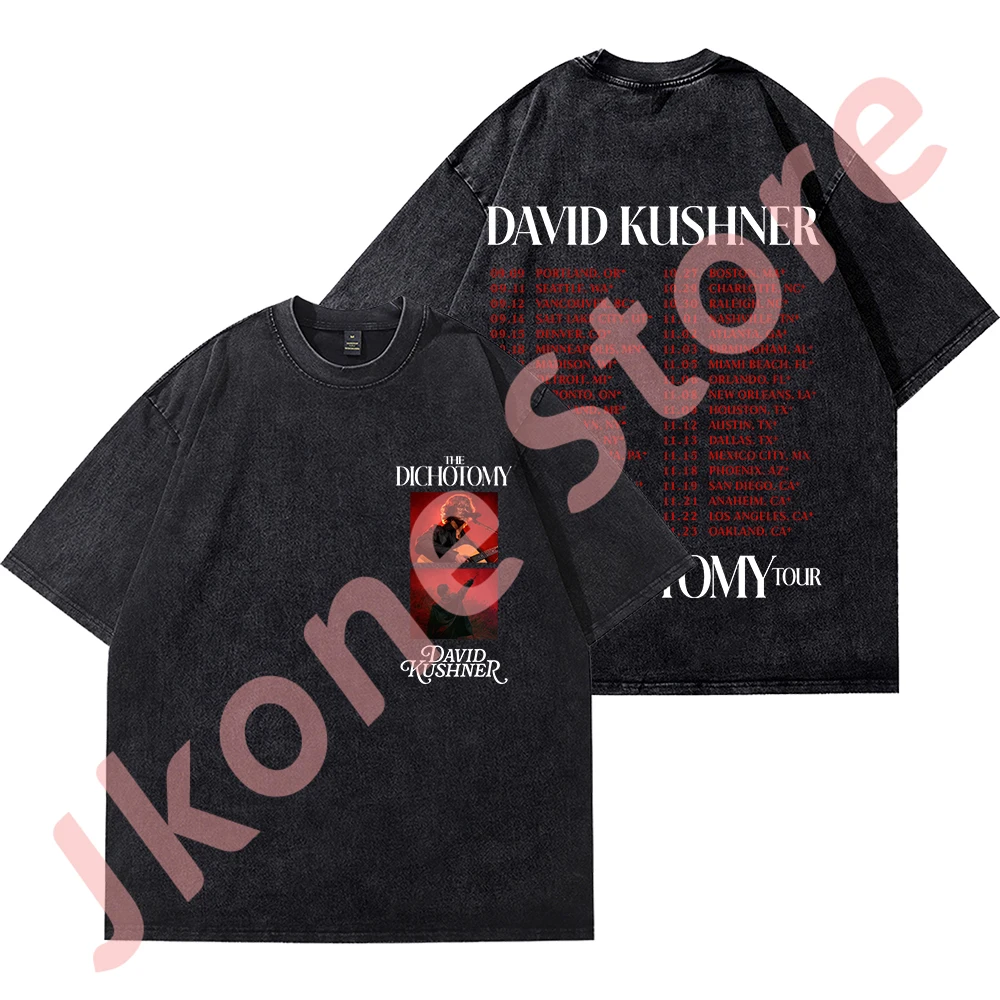 David Kushner Vintage Wash Tee The Dichotomy Tour Merch Cotton T-Shirts Women Men Fashion Crewneck Short Sleeve