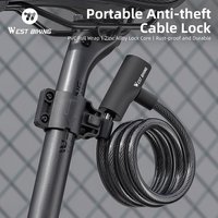 WEST BIKING Portable Bicycle Cable Lock Anti Theft Durable Bike Lock With 2 Keys MTB Road Bike Safety Lock Accessories