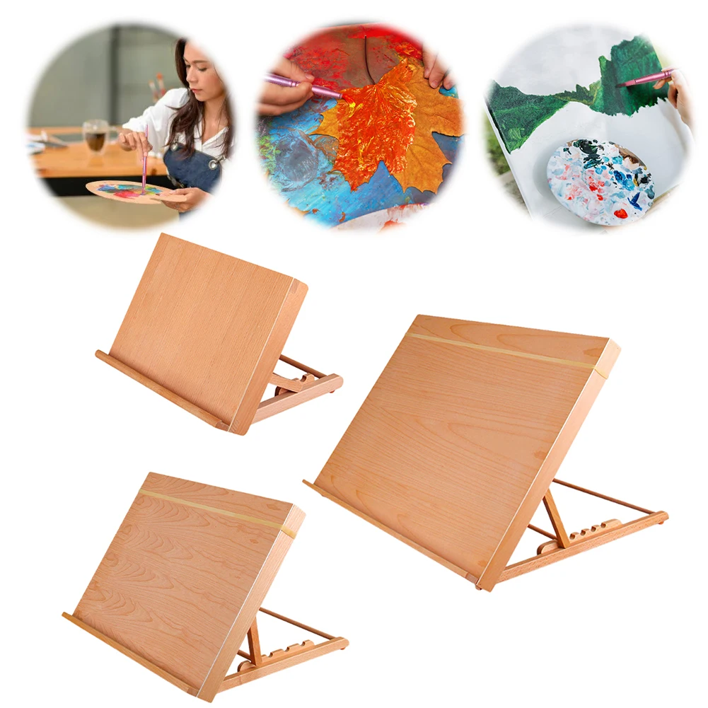 Desktop Drawing Board Adjustable Angle Wooden Sketching Board Portable Painting Stand Multi-Function for Sketching Reading