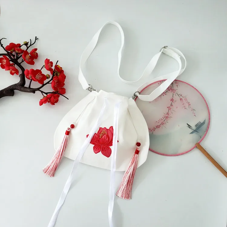 Новая вышивка лотоса в древнем стиле, сумка ханьфу, диагональная сумка с крестом, сумка в китайском стиле, сумка в древнем костюме, женская сумка