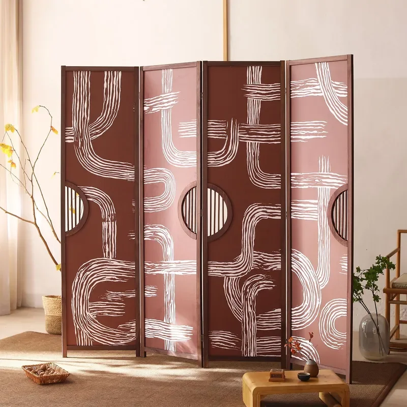 New Chinese Style Foldable Mobile Screen Partition for Living Room Entrance Office Hotel Tea Room Wall Divider