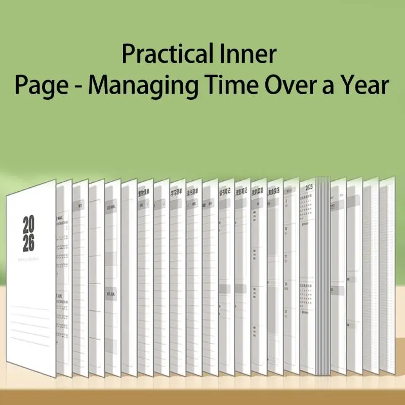 مخطط يوم 2026 لمدة 13 شهرًا من 2025.12-2026.12 دفتر ملاحظات يومي مصنوع من الجلد بغلاف ناعم دفتر مخطط أكاديمي للجدولة D2RC