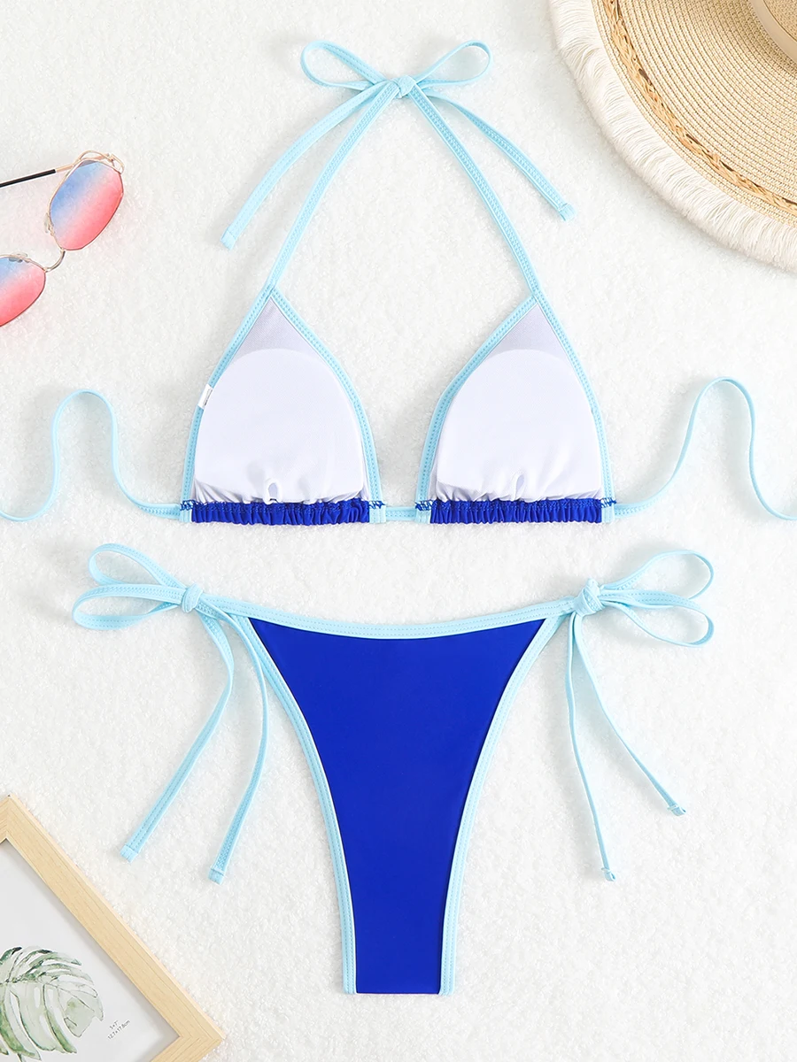 2025 Triangle Halter Bikini Sexy Brazilian Swimsuit Women String Swimwear Female Bathers Bathing Swimming Swim Suit Beachwear