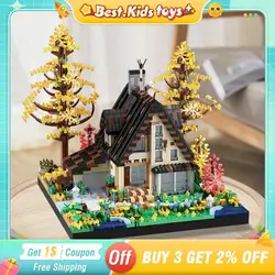 2635+PC Forest Cabin Building Blocks Wooden House Model Bricks City Street View Kids Toys Educational Girls Boys Birthday Gift