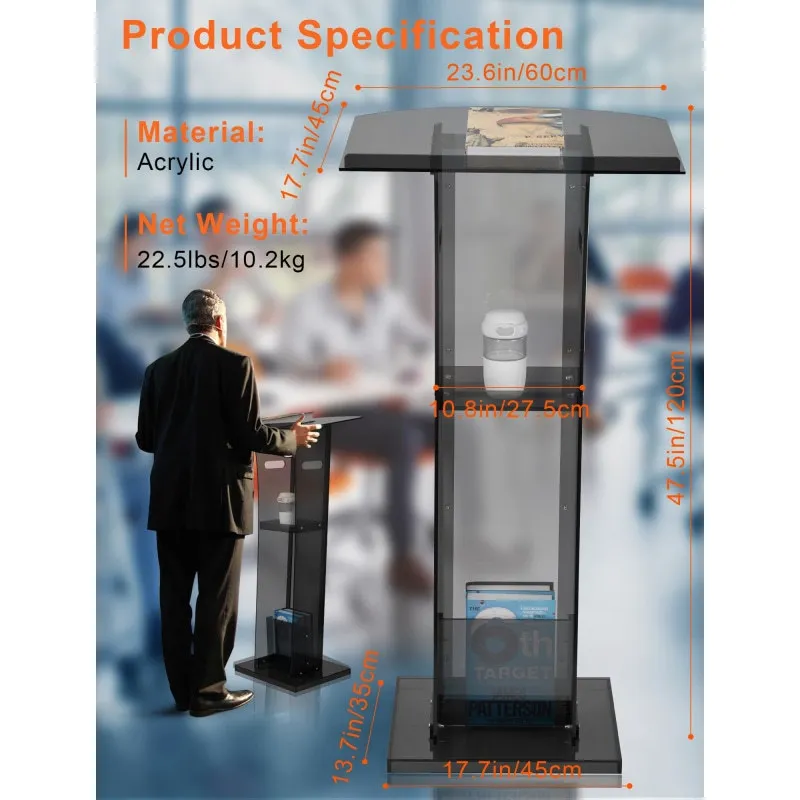 Acrylic podium, reception desk, conference podium, plexiglass emcee desk, professional demonstration podium, display stand, rece