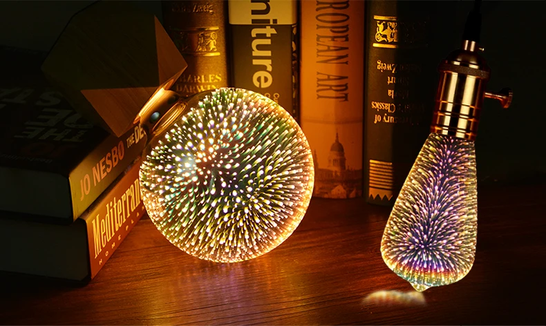 3D LED Light Bulb E27 4W Vintage Star Design 85V-265V Christmas Party Night Decor Ambient Lamp Ampoule for Lighting