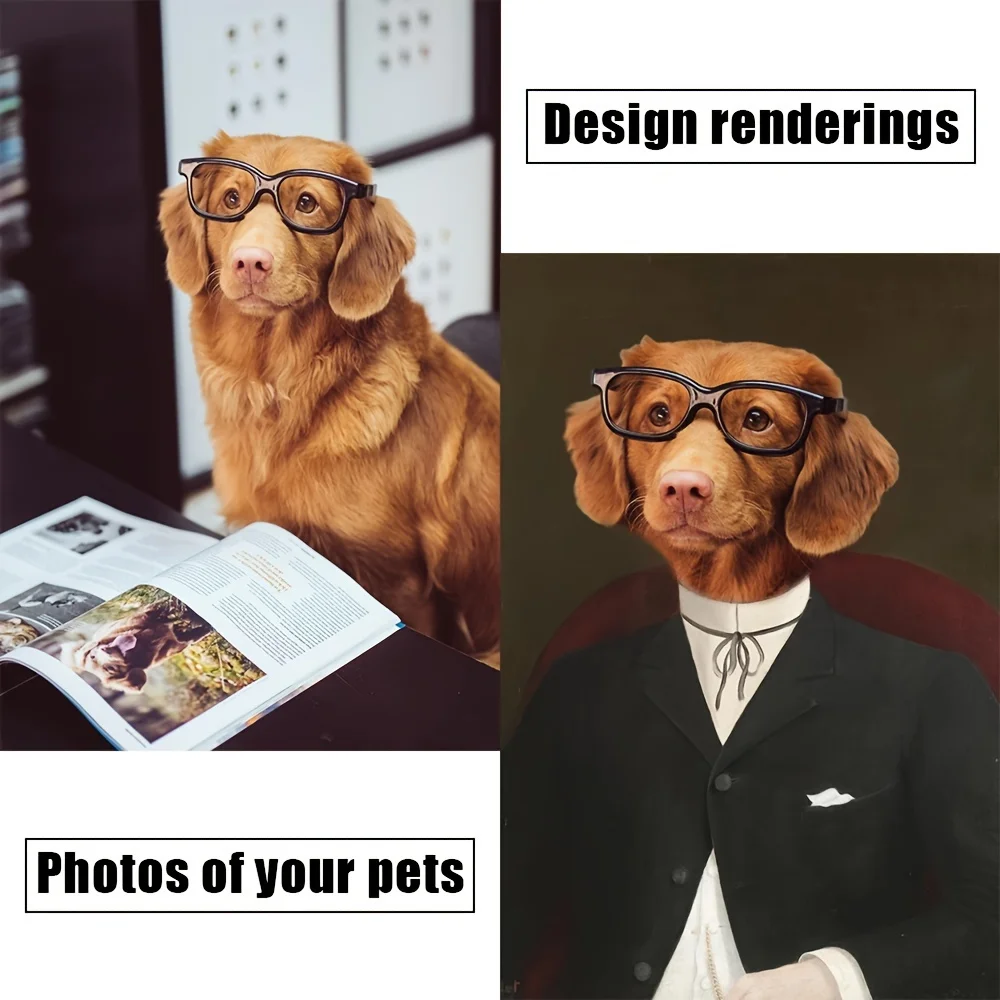 Pet Custom Unframed Canvas Wall Art Upload Pet Photo Custom Portrait Painting Vintage Royal Style Dog Cat Personalized Print