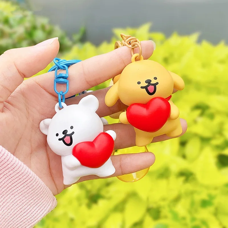 Cute Maltese Dog Keychain Pendant Figure Cartoon Puppy Car Mounted Accessories For Couples Model Ornaments Children\'s Toy Gifts