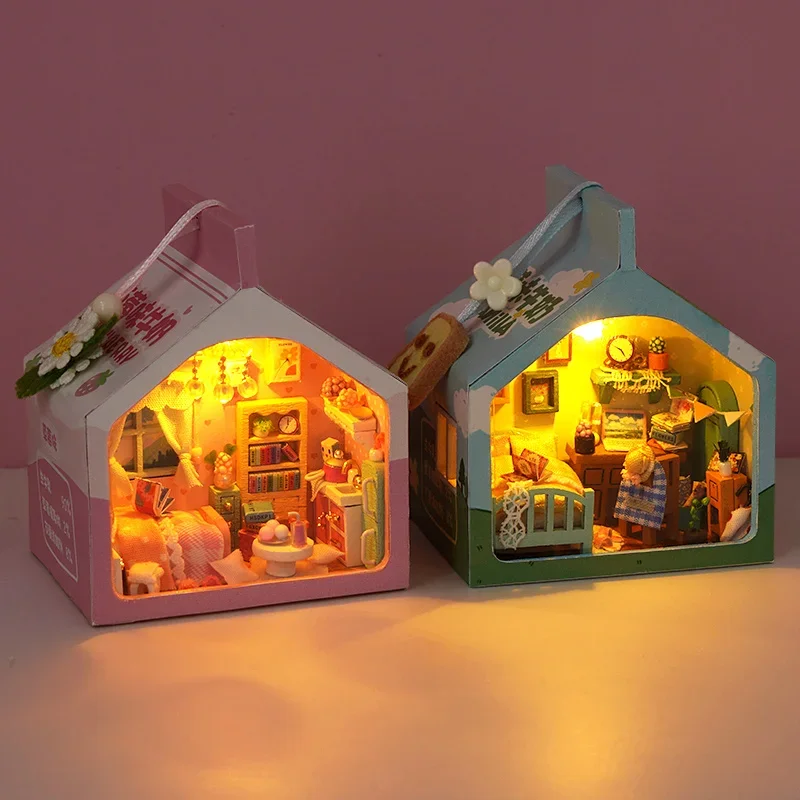 

Single Layer Hand-assembled Miniature Mini House Model Toy Creative Casual Decompression Birthday Gift 6.4*5.3*7.3CM