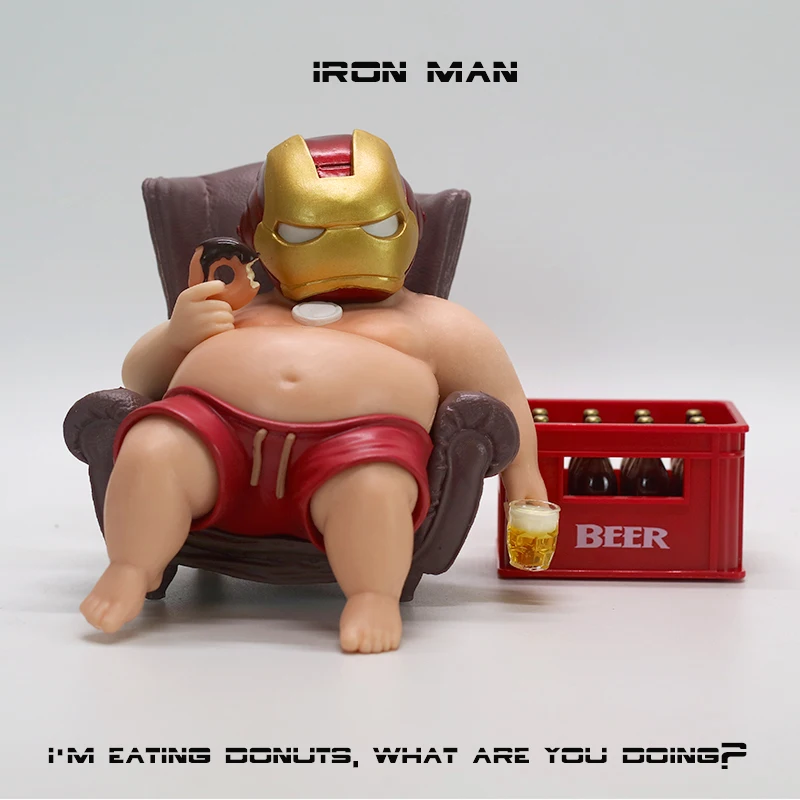 Figurine Iron Man Fat Boy de 12cm, collection d'action Anime mignonne, ornement de bureau, décoration de voiture, jouets pour enfants
