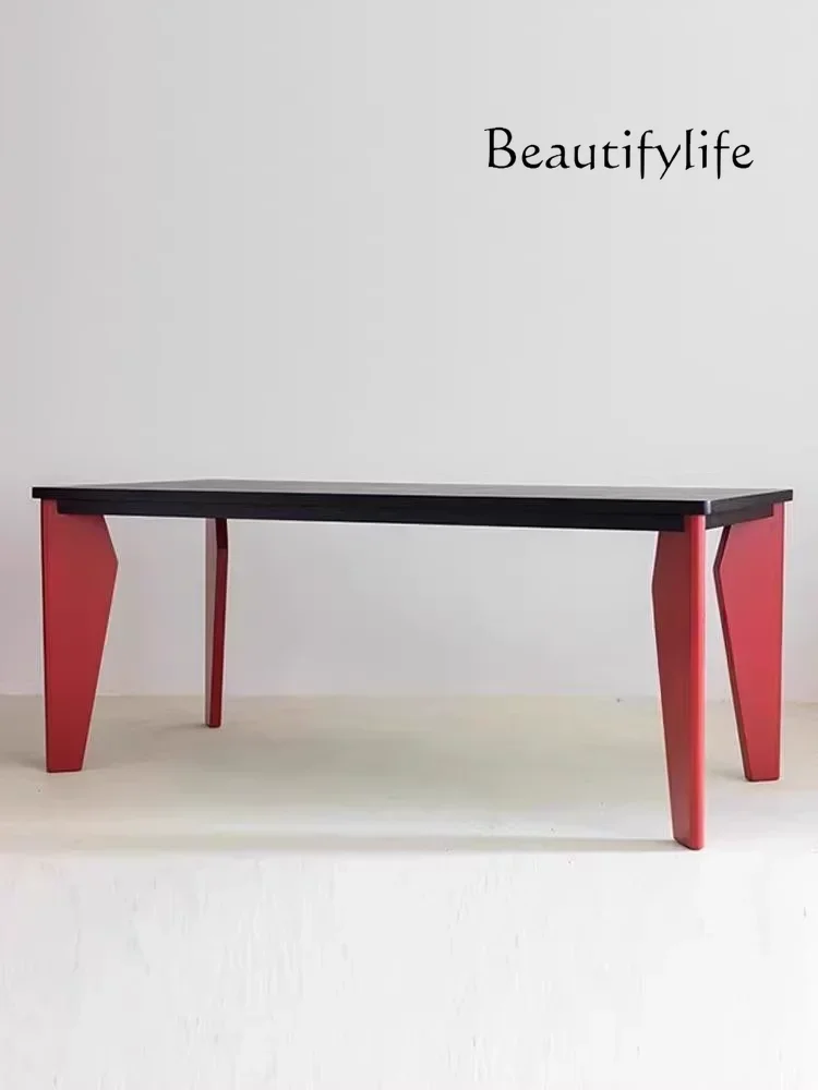 

Ji Ji Style Dining Table Simple Black Desk Creative Long Table Solid Wood Designer Workbench
