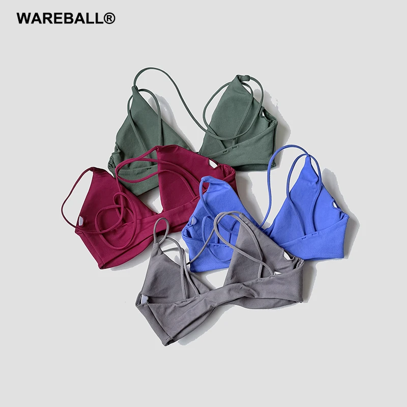 WAREBALL Twist Bra High Support Sports Top Women Gym Wear Workout Push-up Seamless Yoga Underwear Fitness Running Bra