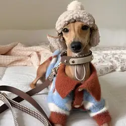 Dog Sweater Color Blocked Striped Sweater For Dogs Winter Warm Pet Clothes For Small Medium Puppy Bichon Teddy Pet Warm Clothes