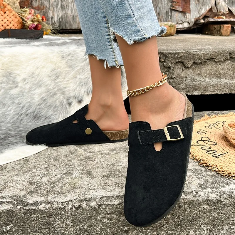 Litfun New Women Clogs for Women Fashion Cork Suede Mules Slipper Classic Cork Antislip for Outdoor Slippers with Arch Support