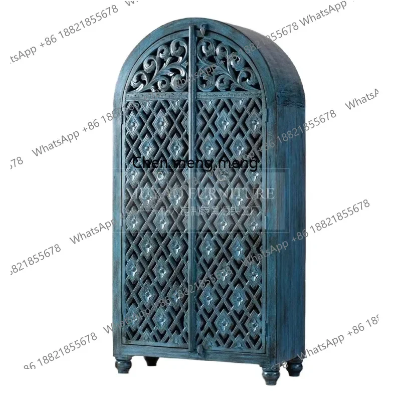 

xx1Hollow carved solid wood wardrobe French retro entrance locker opposite door cabinet B & B