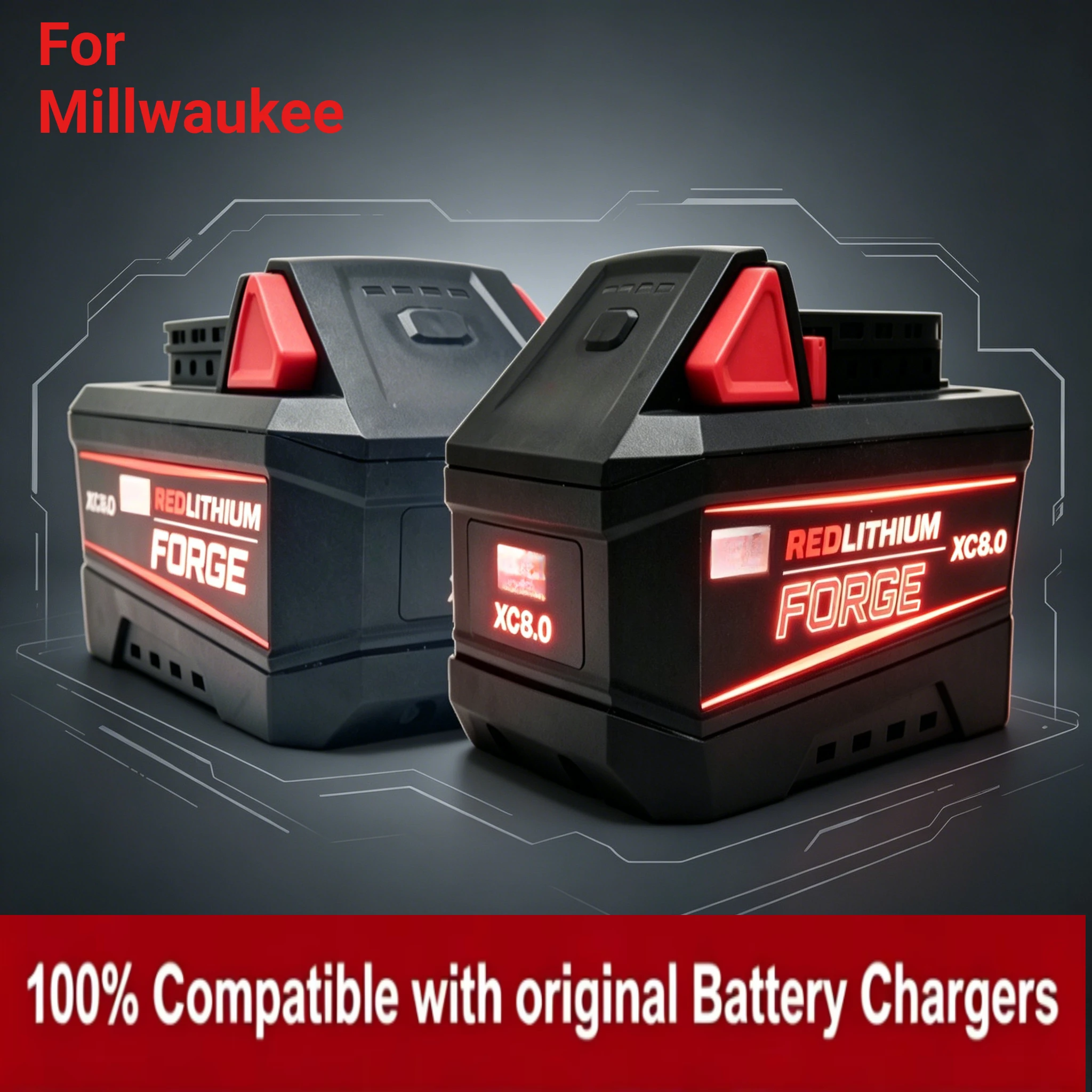 

For M18 FORGE XC8.0 8Ah Lithium Ion Battery Pack High Output Long Runtime Fit For Milwaukee M18 FUEL Drill Saw Impact Wrench